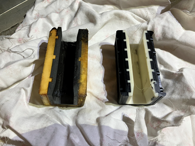 部品比較(左:旧部品、右:新部品)